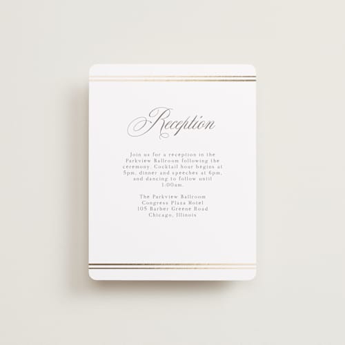 This is a pearl foil stamped wedding invitations with foil pressed by Nicole Walsh called classic elegance printing on signature in standard