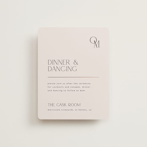 This is a linen foil stamped wedding invitations with foil pressed by Kelly Schmidt called modern corner printing on signature in standard