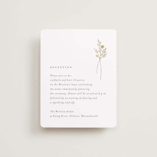 This is a cotton foil stamped wedding invitations with foil pressed by Jennifer Postorino called wildflower printing on signature in standard