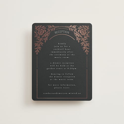 This is a onyx foil stamped wedding invitations with foil pressed by Ana de Sousa called gilded nouveau frame printing on signature in standard
