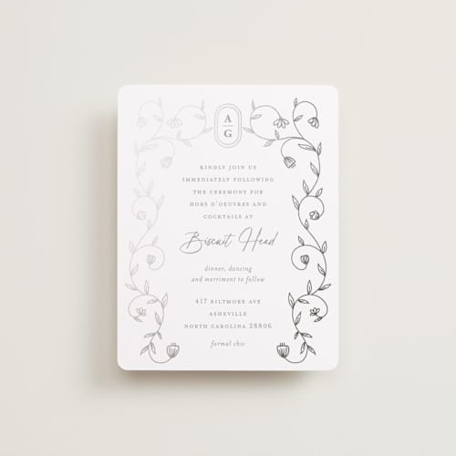 This is a moon foil stamped wedding invitations with foil pressed by chocomocacino called cantuccini printing on signature in standard