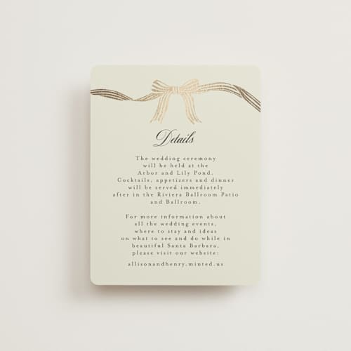 This is a champagne foil stamped wedding invitations with foil pressed by Chris Griffith called all tied up printing on signature in standard