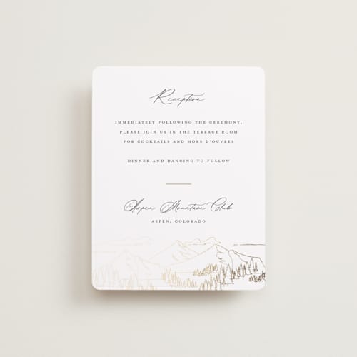This is a hunter foil stamped wedding invitations with foil pressed by Sarah Brown called peaks printing on signature in standard