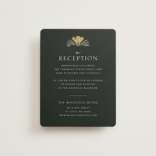 This is a buttercup foil stamped wedding invitations with foil pressed by Jen Owens called embellished printing on signature in standard