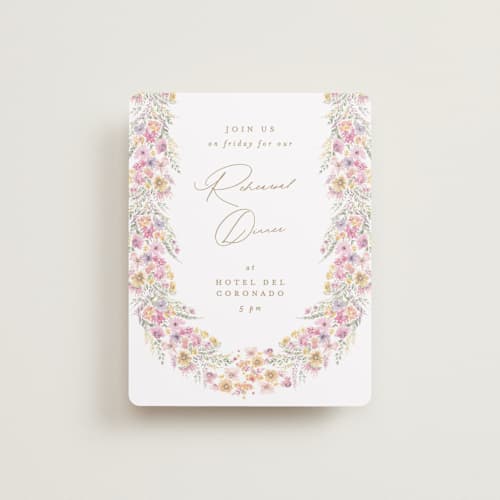 This is a spring reception cards with standard by Phrosné Barwood called floral arch printing on signature in standard