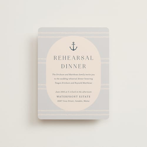This is a sea breeze reception cards with standard by Rebecca Durflinger called nautical nuptials printing on signature in standard