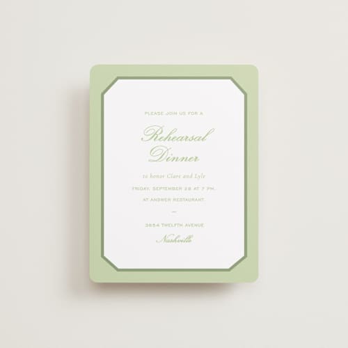 This is a mint reception cards with standard by Sara Hicks Malone called montgomery printing on signature in standard