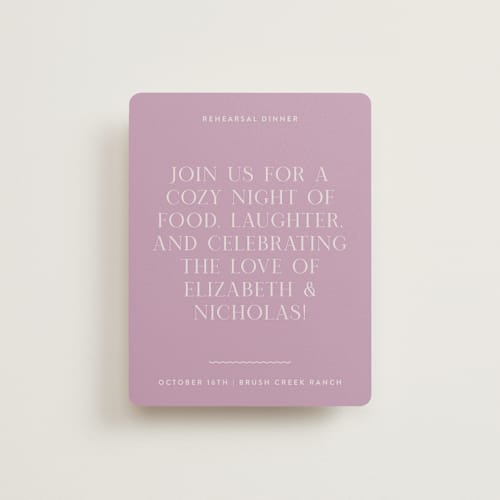 This is a lilac dreams reception cards with standard by Design Lotus called lavender dreams printing on signature in standard