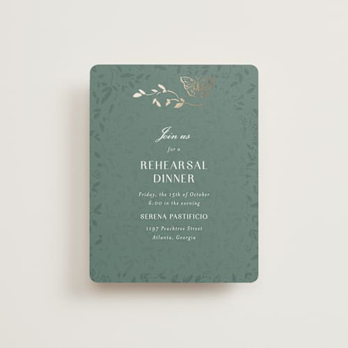 This is a eucalyptus enclosure cards with foil pressed by Simona Camp called southern romance printing on signature in standard