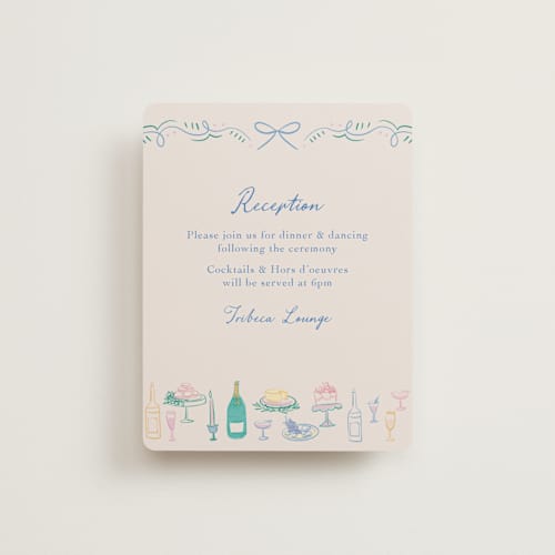 This is a pastel reception cards with standard by Elly called dining printing on signature in standard