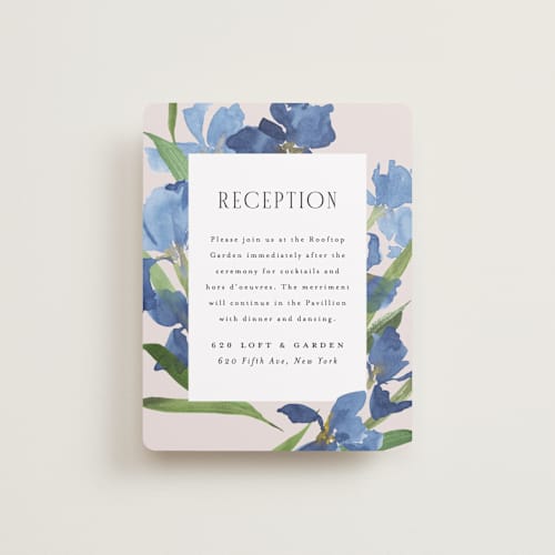 This is a natural reception cards with standard by Everett Paper Goods called irises printing on signature in standard