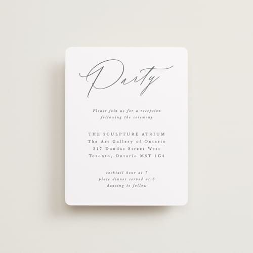 This is a pearl reception cards with standard by Hooray Creative called scripted names printing on signature in standard