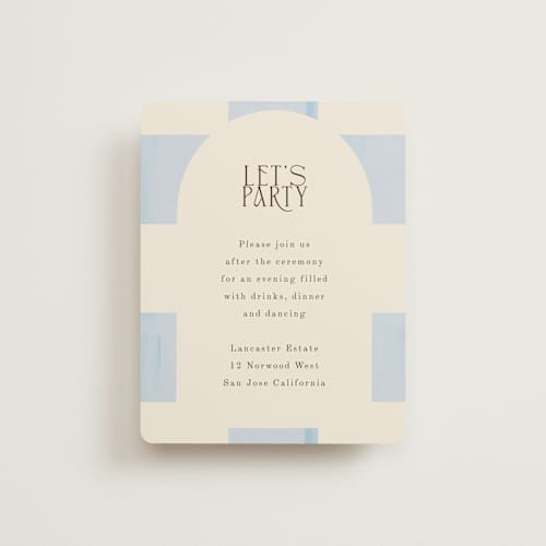 This is a ivory reception cards with standard by Baumbirdy called checker wash printing on signature in standard