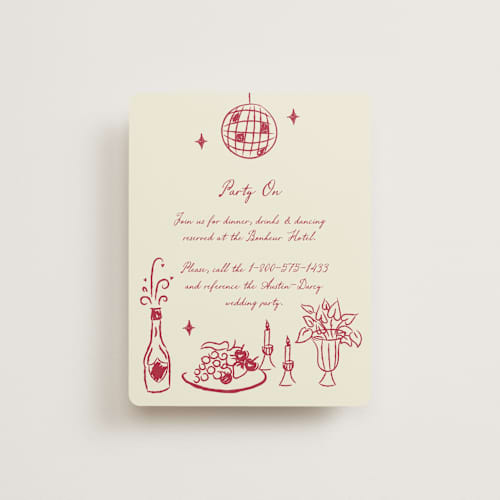 This is a champagne reception cards with standard by Helena Vitto called vintage lovers printing on signature in standard