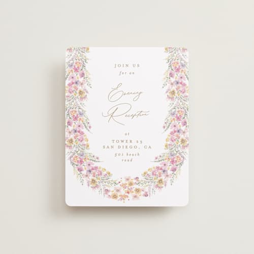 This is a spring reception cards with standard by Phrosné Barwood called floral arch printing on signature in standard