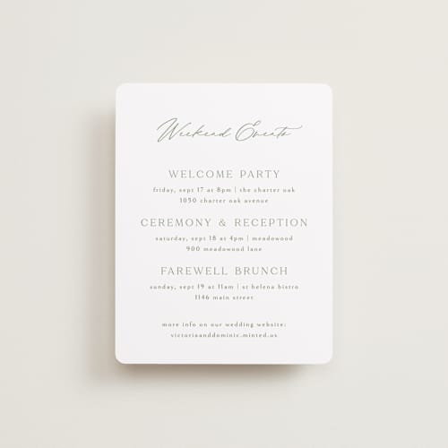 This is a clover reception cards with standard by Kelly Schmidt called victoria printing on signature in standard