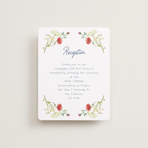 This is a ivory reception cards with standard by frau brandt called wildflower romance printing on signature in standard