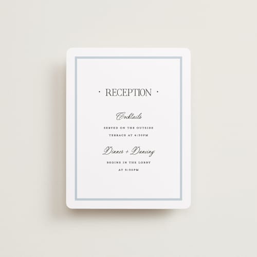 This is a hydrangea reception cards with standard by Carolyn MacLaren called dotted classic printing on signature in standard