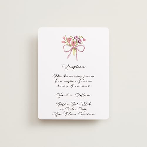 This is a deep blush reception cards with standard by Pati Cascino called barolo printing on signature in 4.25x5.5