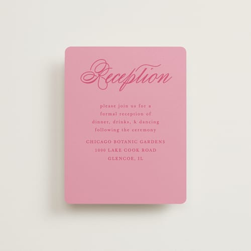 This is a flamingo reception cards with standard by Morgan Kendall called maximalist poppies printing on signature in standard