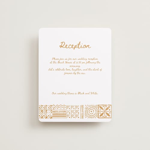 This is a amber reception cards with standard by Selima Akhter called tribal rythm printing on signature in standard