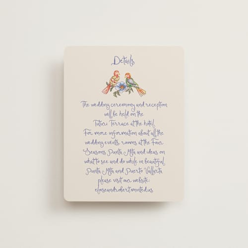 This is a sea reception cards with standard by Chris Griffith called artisan wedding printing on signature in standard