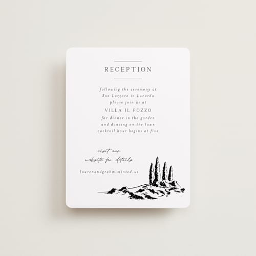 This is a noir reception cards with standard by Shiny Penny Studio called countryside villa printing on signature in standard