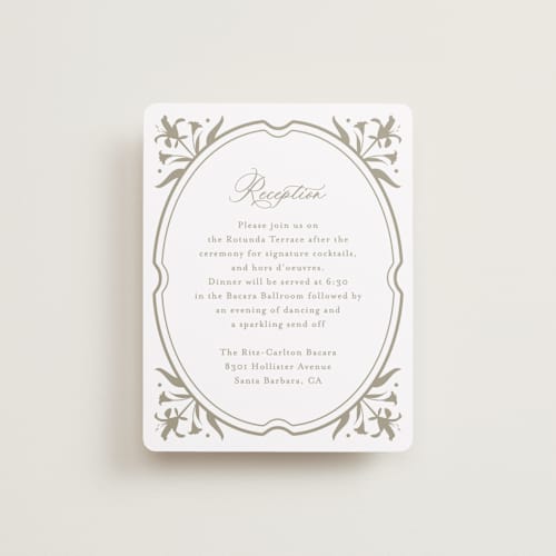 This is a paris rain reception cards with standard by Jennifer Postorino called calia printing on signature in standard