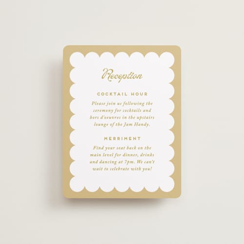 This is a garden reception cards with standard by Snow and Ivy called penumbra printing on signature in 4.25x5.5