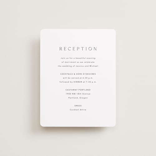 This is a opal reception cards with standard by Jennifer Postorino called picture perfect printing on signature in standard