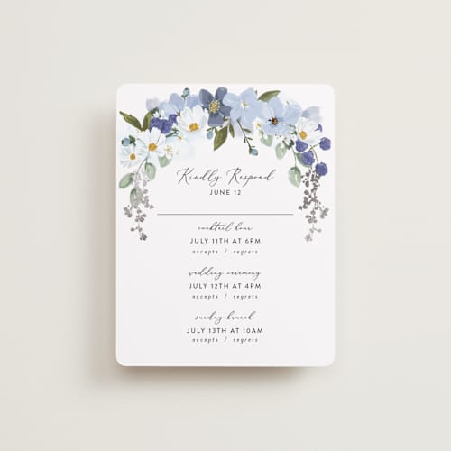 This is a serenity rsvp cards with foil pressed by Susan Moyal called layered florals printing on signature in standard