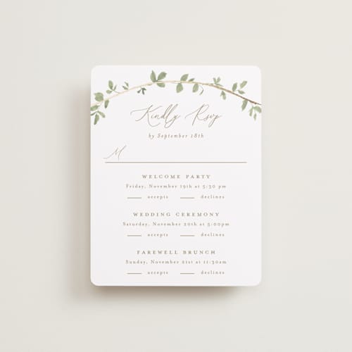 This is a ivy rsvp cards with foil pressed by Everett Paper Goods called canopy printing on signature in standard