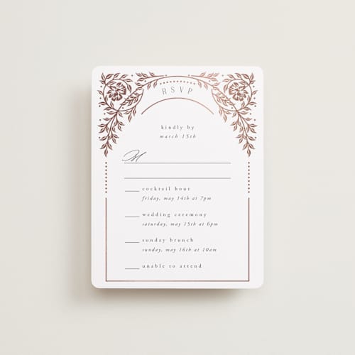 This is a onyx rsvp cards with foil pressed by Ana de Sousa called gilded nouveau frame printing on signature in standard