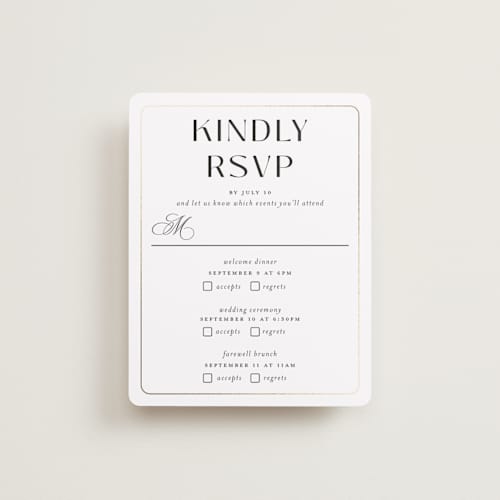 This is a cotton rsvp cards with foil pressed by Christie Garcia called loren printing on signature in standard