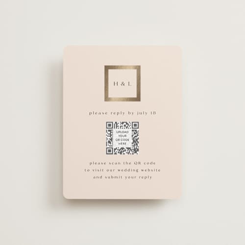 This is a latte rsvp cards with foil pressed by Stacy Maalouf called framed photo printing on signature in standard