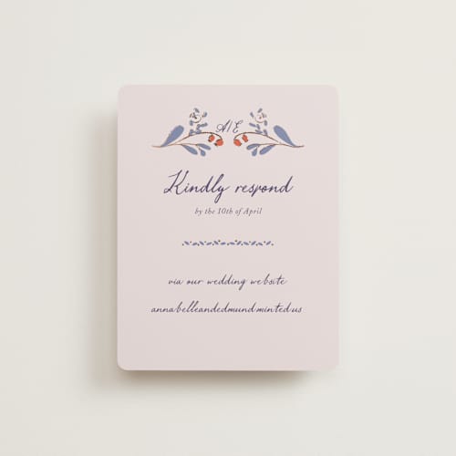 This is a wisteria rsvp cards with foil pressed by Monika Konieczna called together in bloom printing on signature in standard