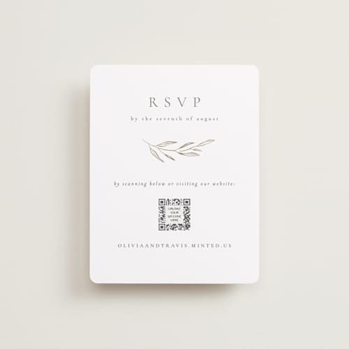 This is a moss rsvp cards with foil pressed by Kelly Schmidt called leaves printing on signature in standard