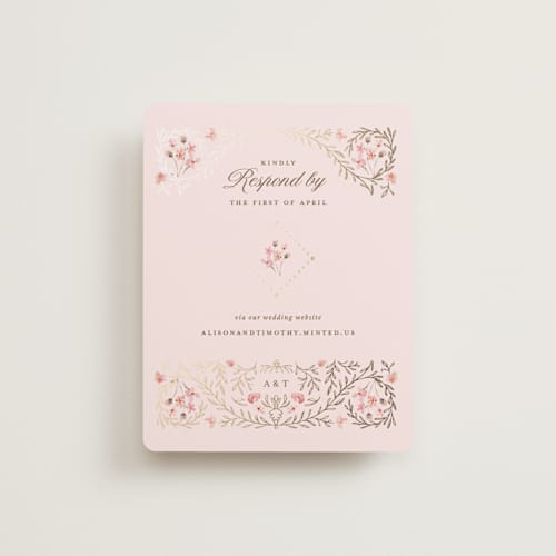 This is a versailles rsvp cards with foil pressed by Claudia Orengo called victorian printing on signature in standard