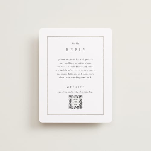 This is a silk rsvp cards with foil pressed by Kelly Schmidt called framed monogram printing on signature in standard