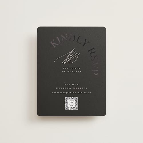 This is a truffle rsvp cards with foil pressed by Vera Lim called the arc printing on signature in standard