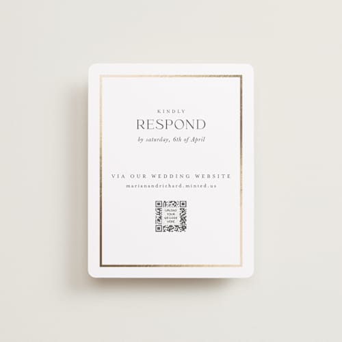 This is a moonstone rsvp cards with foil pressed by Lucrecia Caporale called timeless charm printing on signature in standard