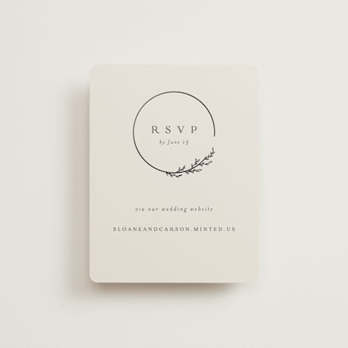 This is a almond rsvp cards with foil pressed by Brianne Larsen called branched printing on signature in standard