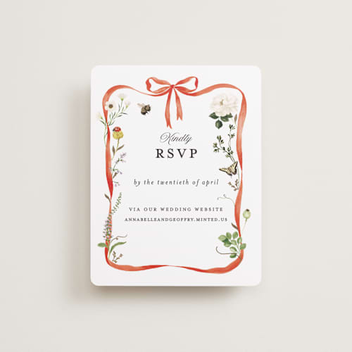 This is a verona sunset rsvp cards with foil pressed by Sarah Knight called fleur printing on signature in standard