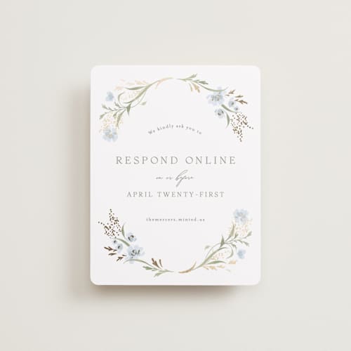 This is a blue bonnet rsvp cards with foil pressed by Erin L. Wilson called meadow printing on signature in standard