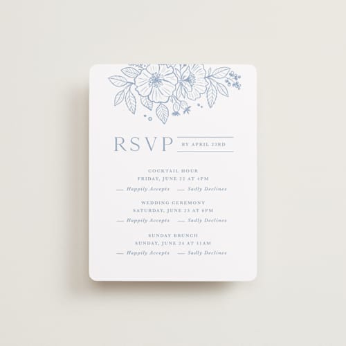 This is a nova rsvp cards with standard by Kristen Smith called wild roses printing on signature in standard