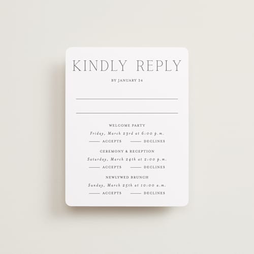 This is a cotton rsvp cards with standard by Vanessa Doyle called in love printing on signature in standard