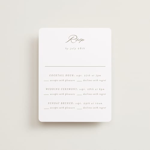 This is a fawn rsvp cards with standard by AK Graphics called rustic barn printing on signature in standard