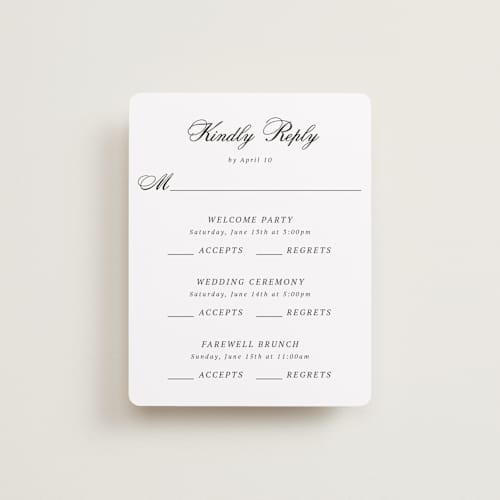 This is a mystic raven rsvp cards with standard by Cass Loh called chic union printing on signature in standard