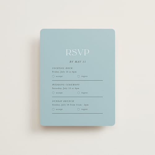 This is a lake rsvp cards with standard by Lindsay Megahed called reflections printing on signature in standard