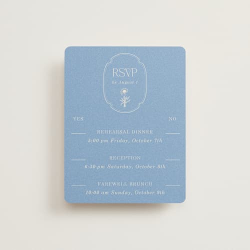 This is a cerulean rsvp cards with standard by Baumbirdy called flora arch printing on signature in standard